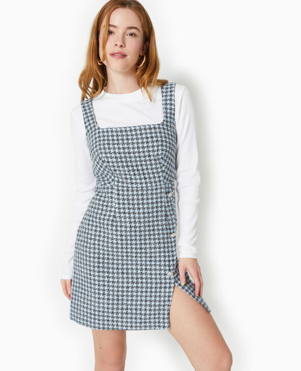 Robe courte à bretelles en tweed bleu clair - Pimkie