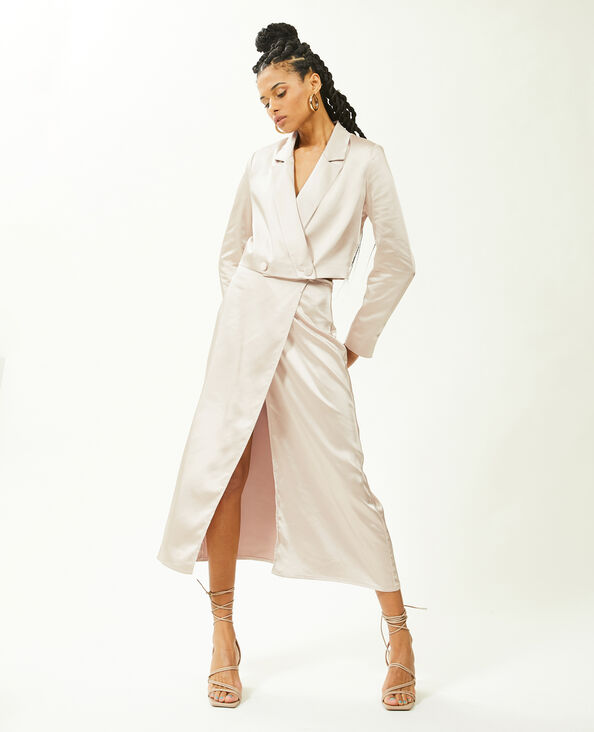 Veste blazer courte en satin écru - Pimkie
