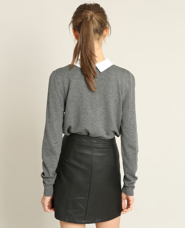 Pull col bijoux gris chiné - Pimkie