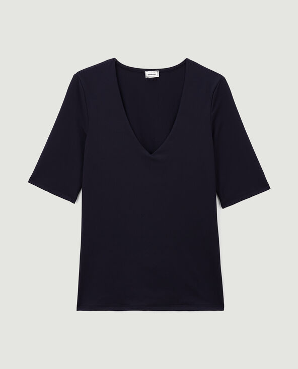 Top col V en maille noir - Pimkie