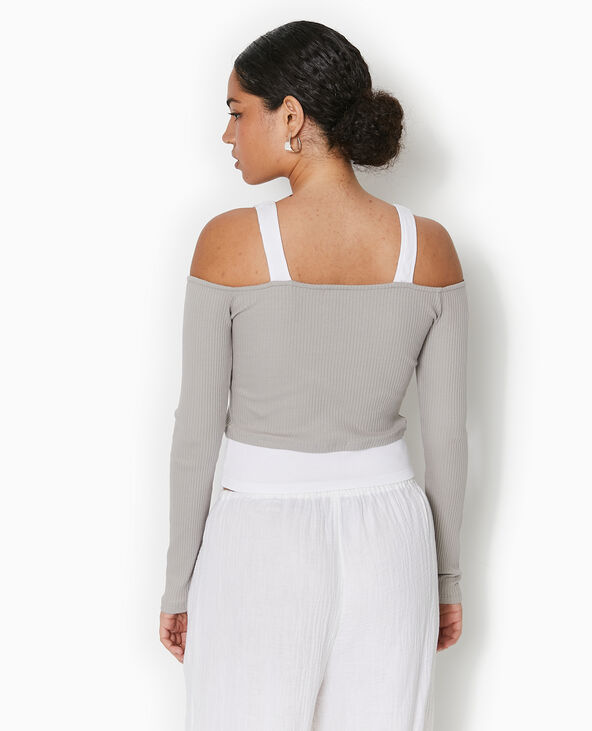 Top court effet 2 en 1 gris - Pimkie