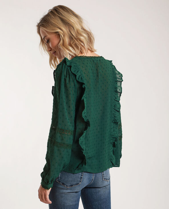 Blouse à plumetis vert foncé - Pimkie