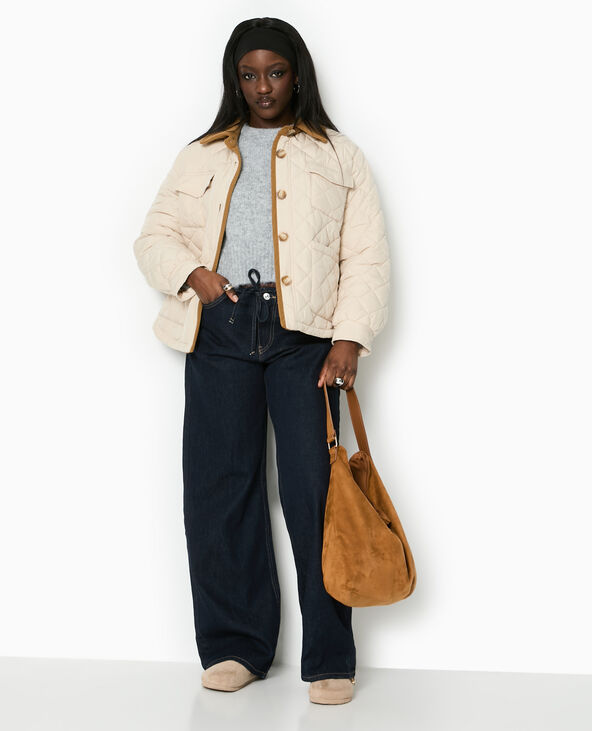 Manteau court matelassé avec col velours écru - Pimkie