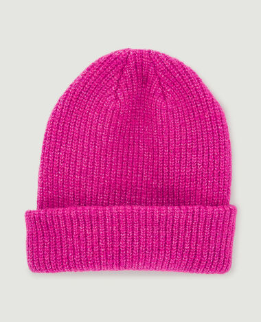 Bonnet avec revers rose - Pimkie