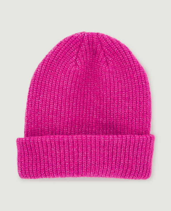 Bonnet avec revers rose - Pimkie