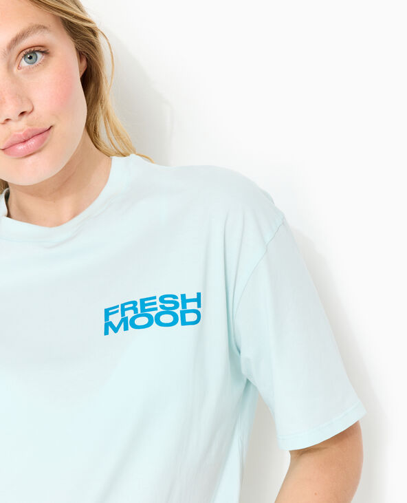 T-shirt oversize avec print poitrine et dos bleu clair - Pimkie