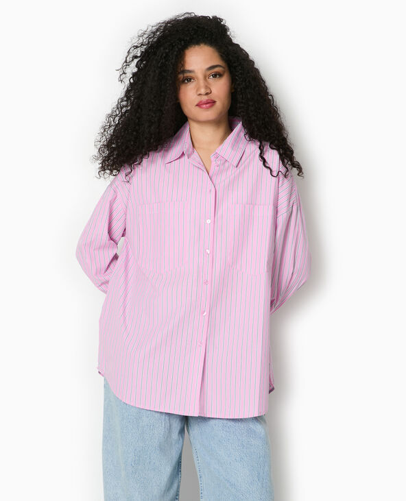 Chemise oversize rayée avec poches Rose poudré - Pimkie