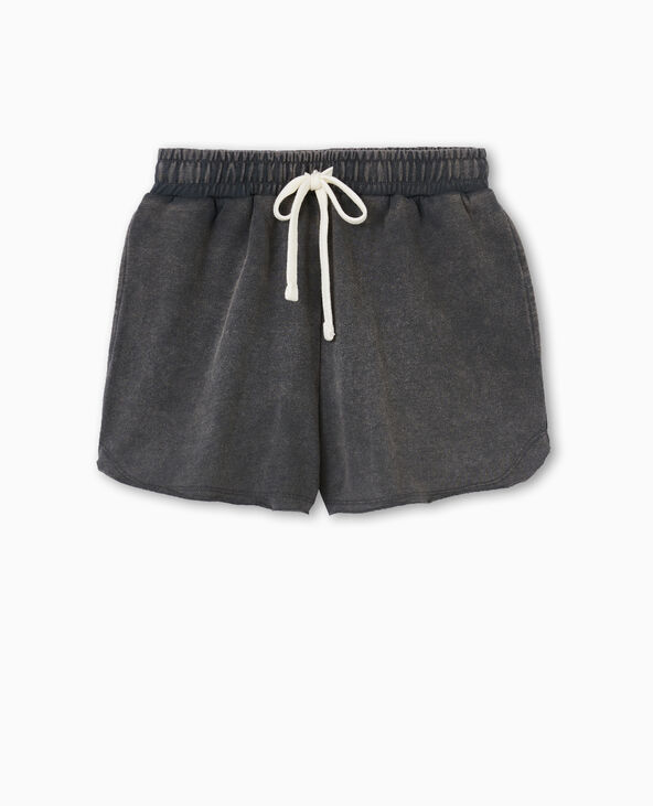 Short en molleton délavé acid wash gris foncé - Pimkie