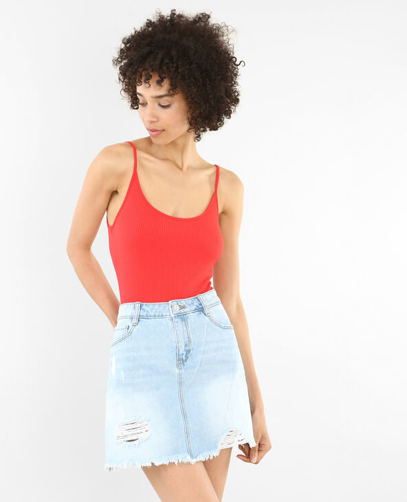 Body en maille côtelée rouge - Pimkie