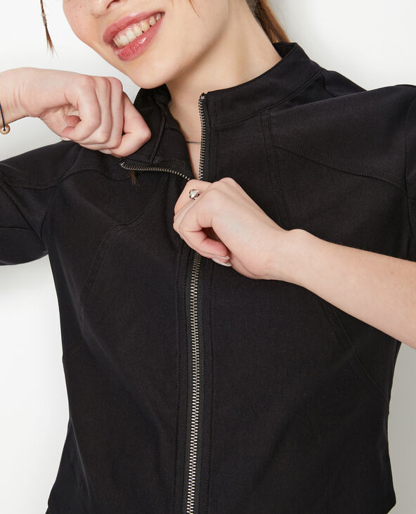Veste zippée fittée et courte noir - Pimkie
