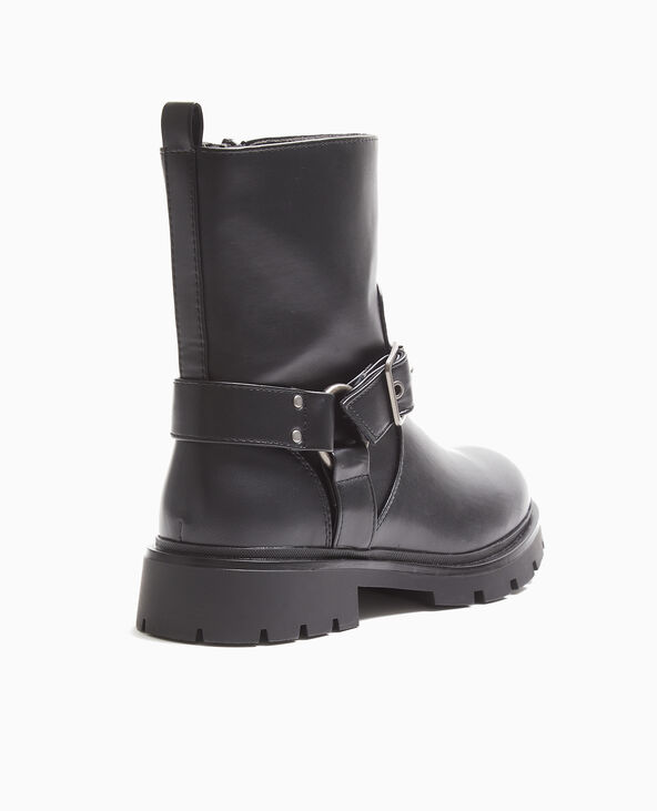 Boots motardes avec brides noir - Pimkie