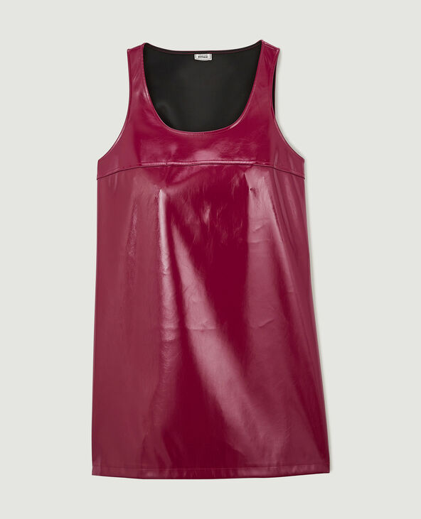 Robe courte trapèze en vinyle bordeaux - Pimkie