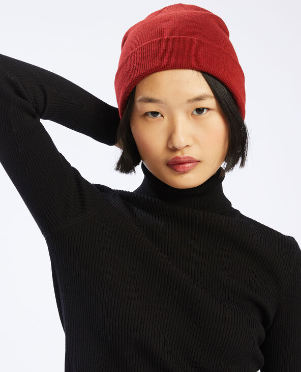 Bonnet avec revers bordeaux - Pimkie