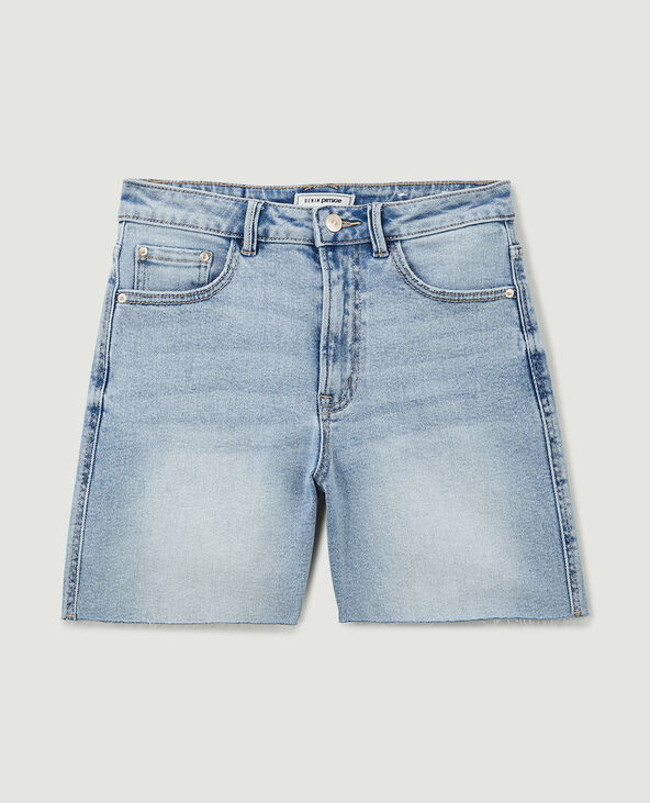 Bermuda en jean raw cut bleu clair - Pimkie