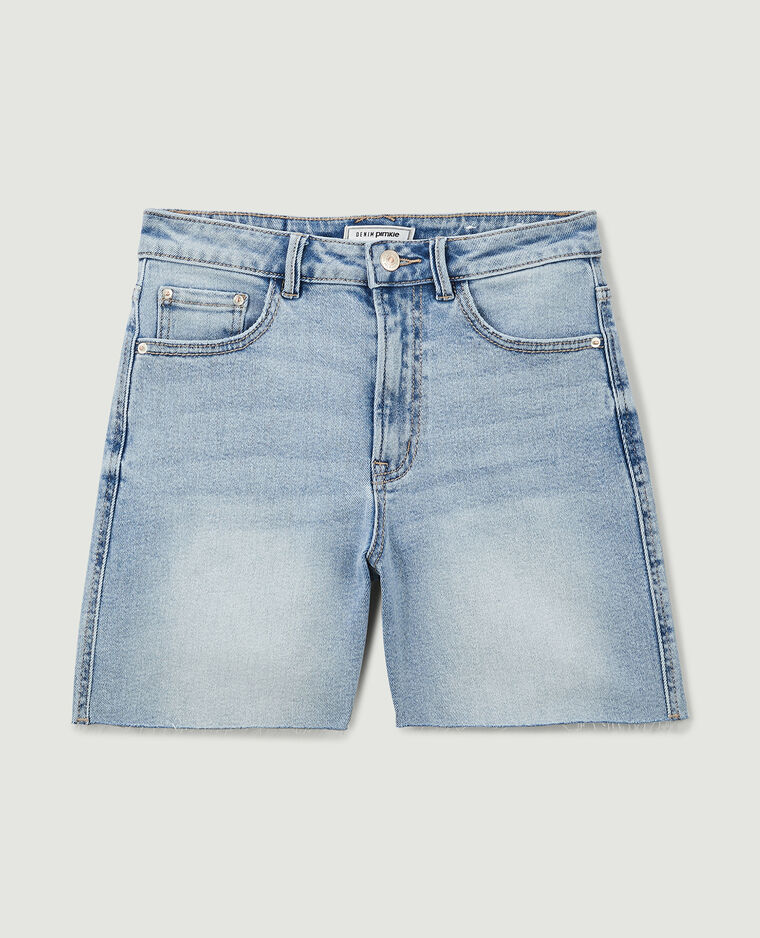 Bermuda en jean raw cut bleu clair - Pimkie