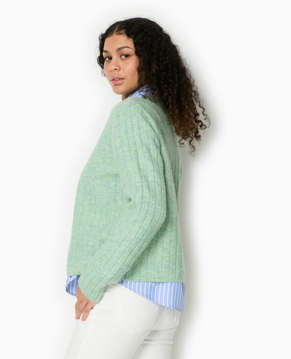 Gilet en maille côtes plates vert - Pimkie