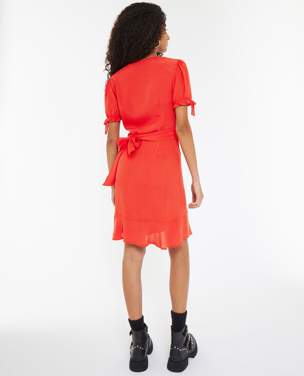 Robe courte cache-cœur rouge - Pimkie