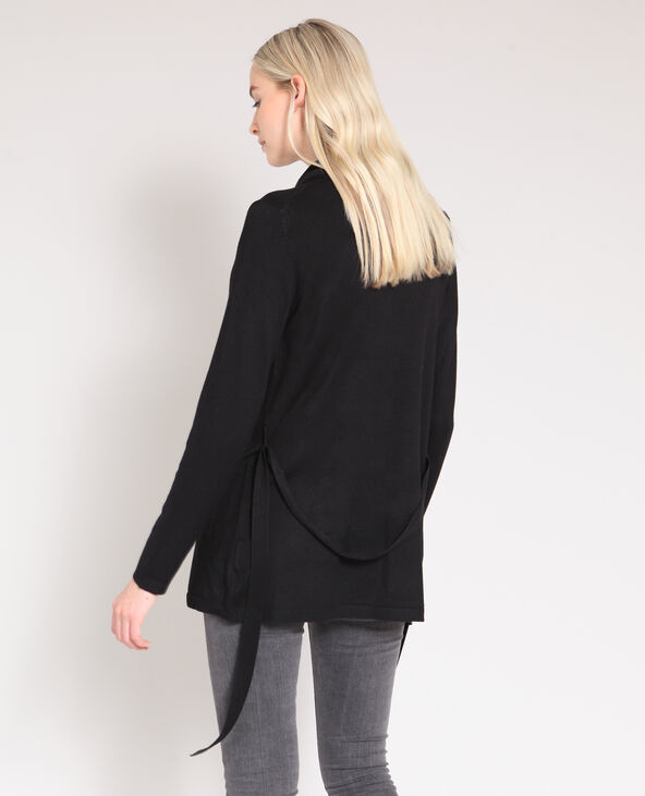 Gilet long à ceinture noir - Pimkie