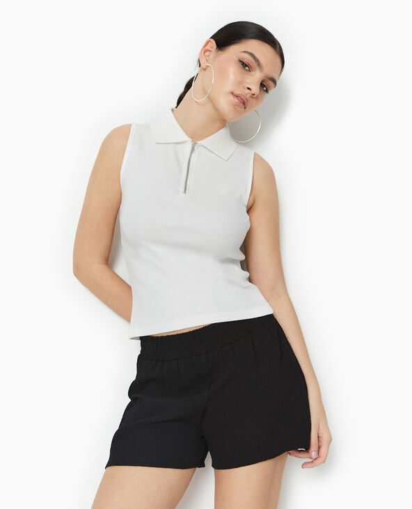 Short en tissu gaufré noir - Pimkie