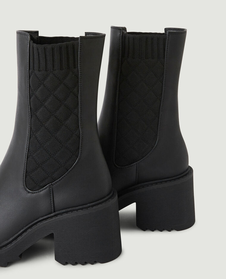 Bottines chelsea à élastiques quadrillés noir - Pimkie