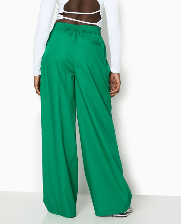 Pantalon large en popeline taille élastiquée vert - Pimkie