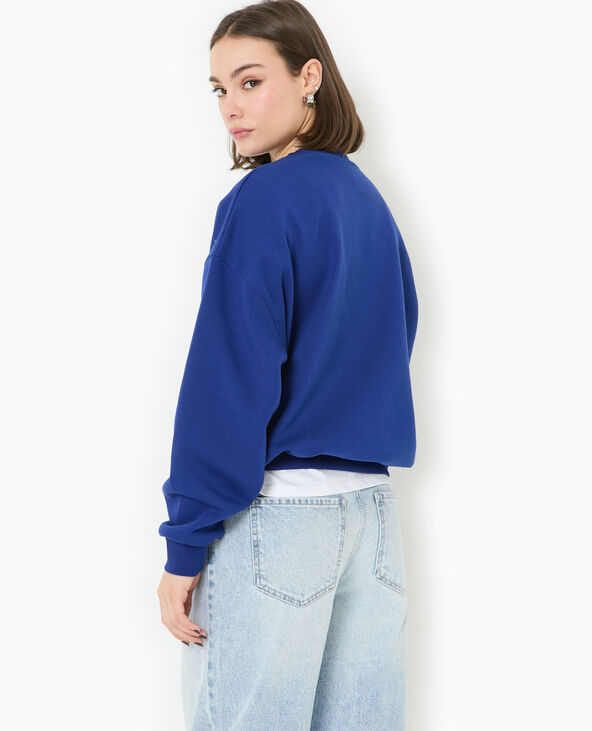 Sweat col rond avec grand print devant bleu marine - Pimkie