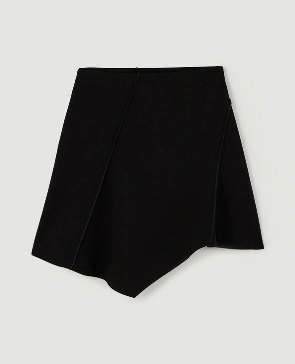 Jupe courte patineuse et asymétrique noir - Pimkie
