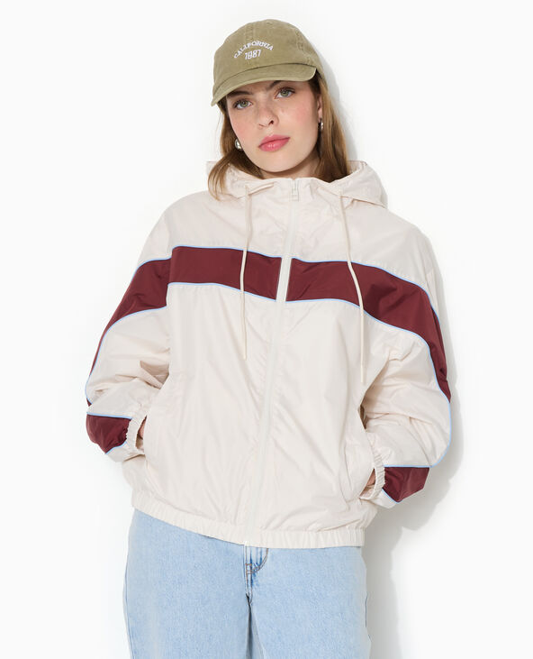 Coupe-vent bicolore avec capuche blanc - Pimkie