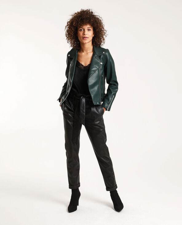 Blouson biker simili cuir vert foncé - Pimkie