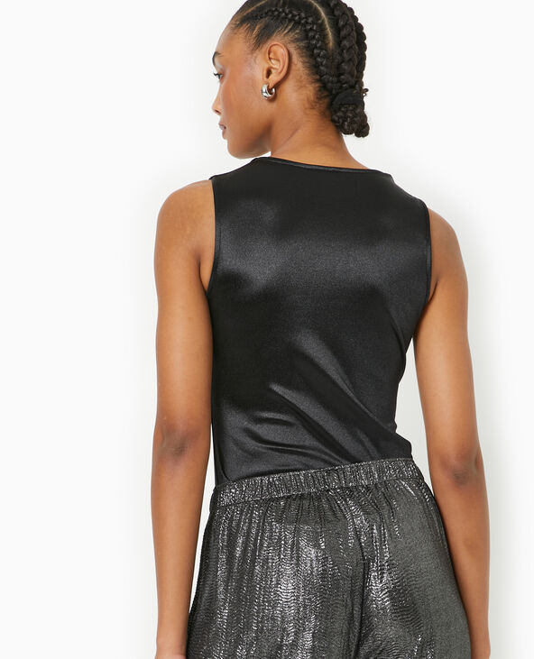 Body encolure carrée en maille brillante noir - Pimkie