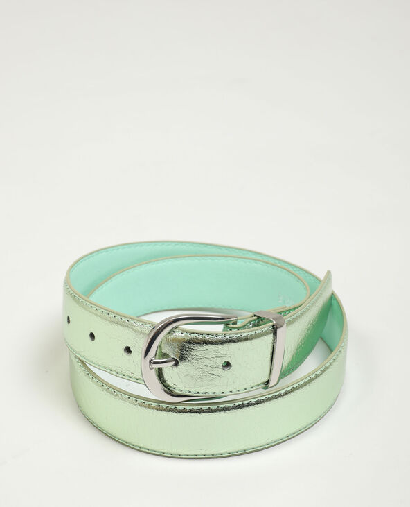 Ceinture en simili cuir brillant vert de gris - Pimkie