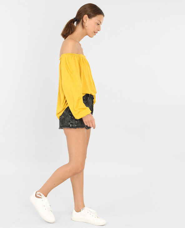 Blouse col bardot jaune ocre - Pimkie