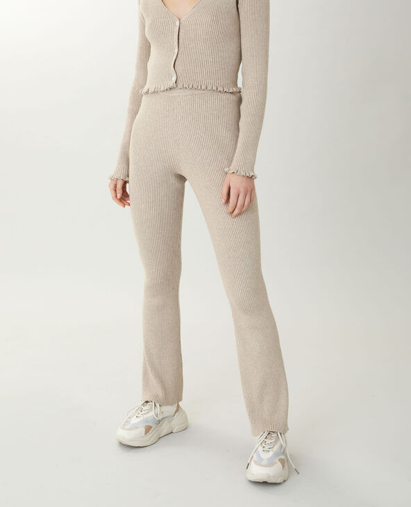 Pantalon maille beige sale