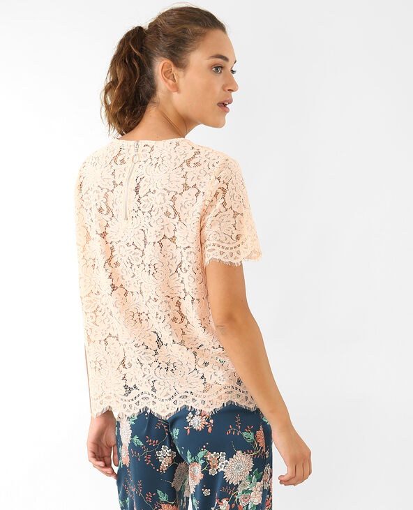 T-shirt en dentelle rose clair - Pimkie