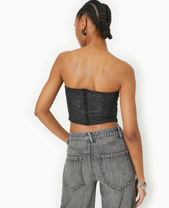 Top bustier court avec lurex encolure cœur argenté - Pimkie