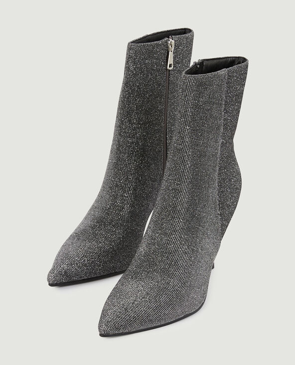 Boots pointues en maille textile avec lurex argenté - Pimkie