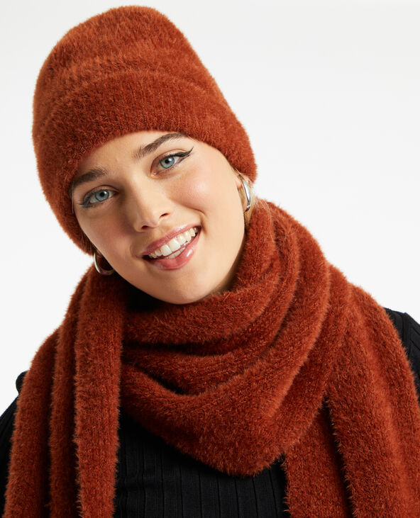 Bonnet en maille fluffy camel - Pimkie