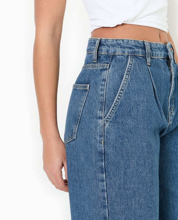 Jean wide taille haute avec pinces bleu - Pimkie