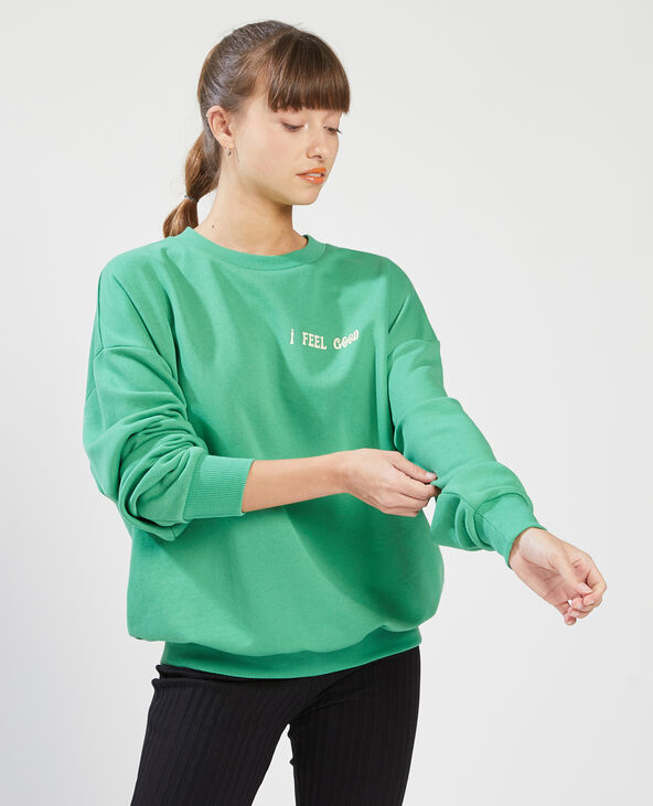 Sweat col rond vert olive - Pimkie