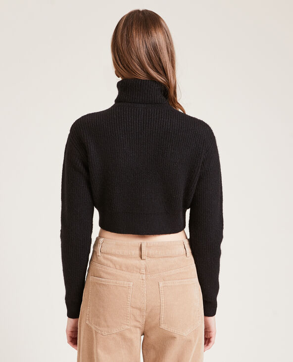 Pull cropped col roulé noir - Pimkie