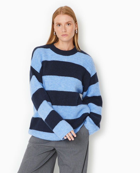 Pull oversize en maille rayée bleu - Pimkie