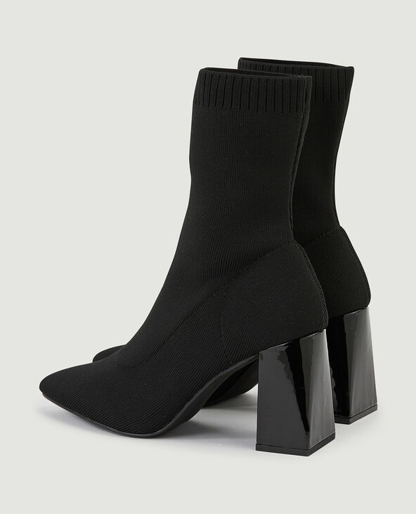 Boots en maille talon verni noir - Pimkie
