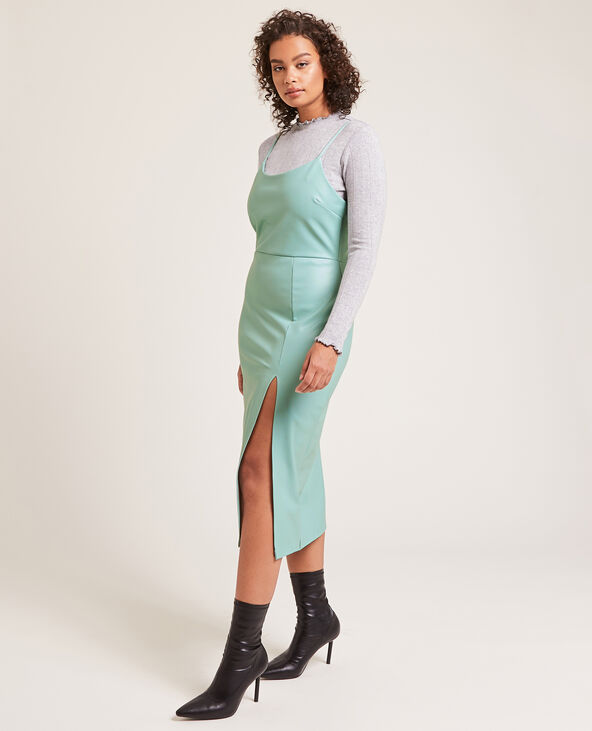 Robe midi en simili cuir vert - Pimkie