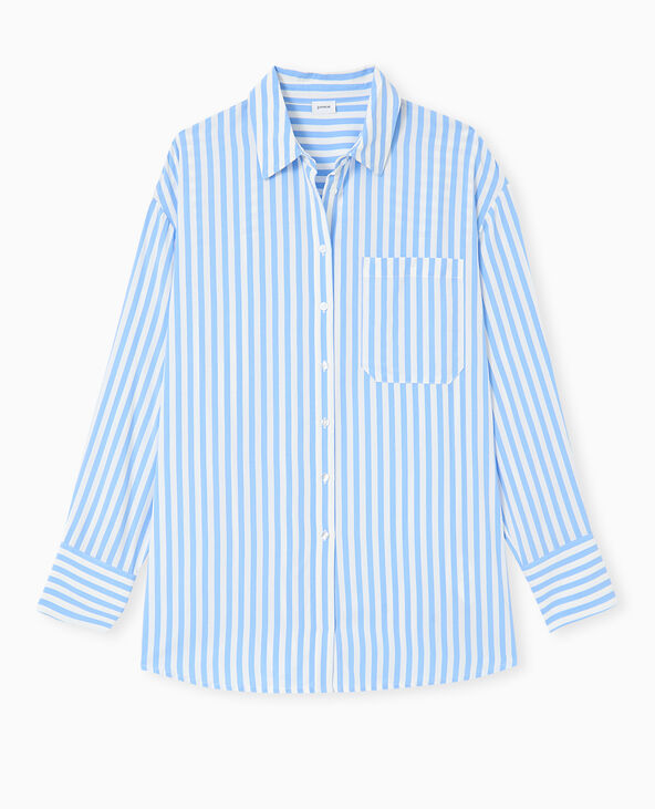 Chemise rayée oversize en tissu fluide bleu - Pimkie