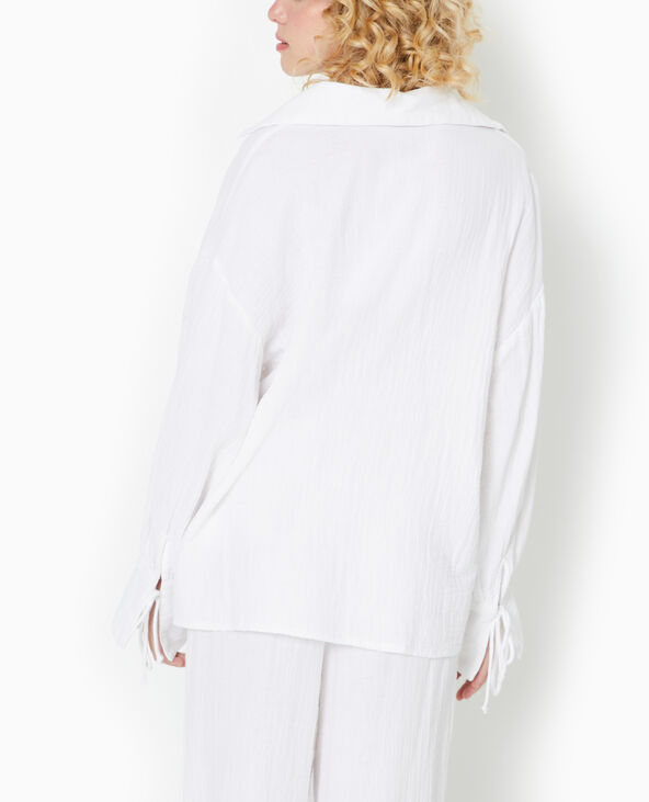 Blouse ample en gaze de coton blanc - Pimkie