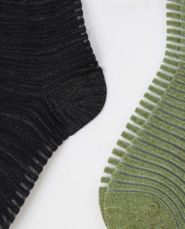 Lot de 2 paires de chaussettes lurex et mesh vert kaki - Pimkie