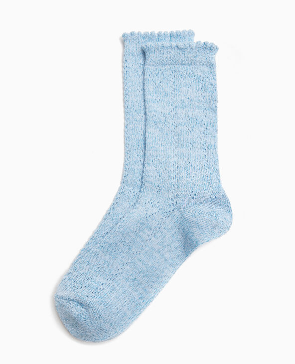 Paire de chaussettes en maille ajourée avec lurex bleu - Pimkie