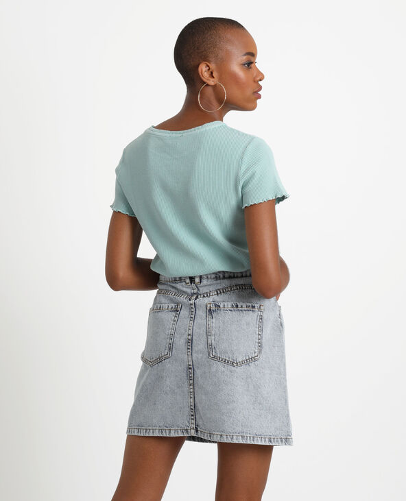 T-shirt texturé vert de gris - Pimkie