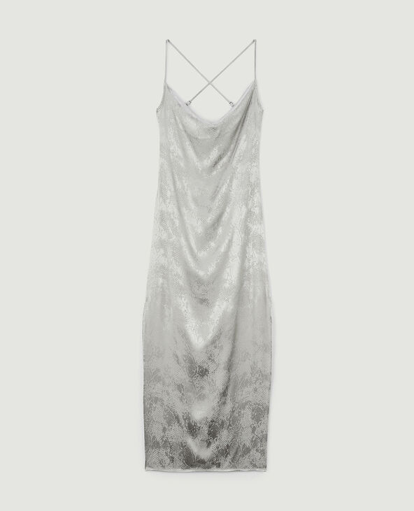 Robe longue en satin effet serpent gris - Pimkie