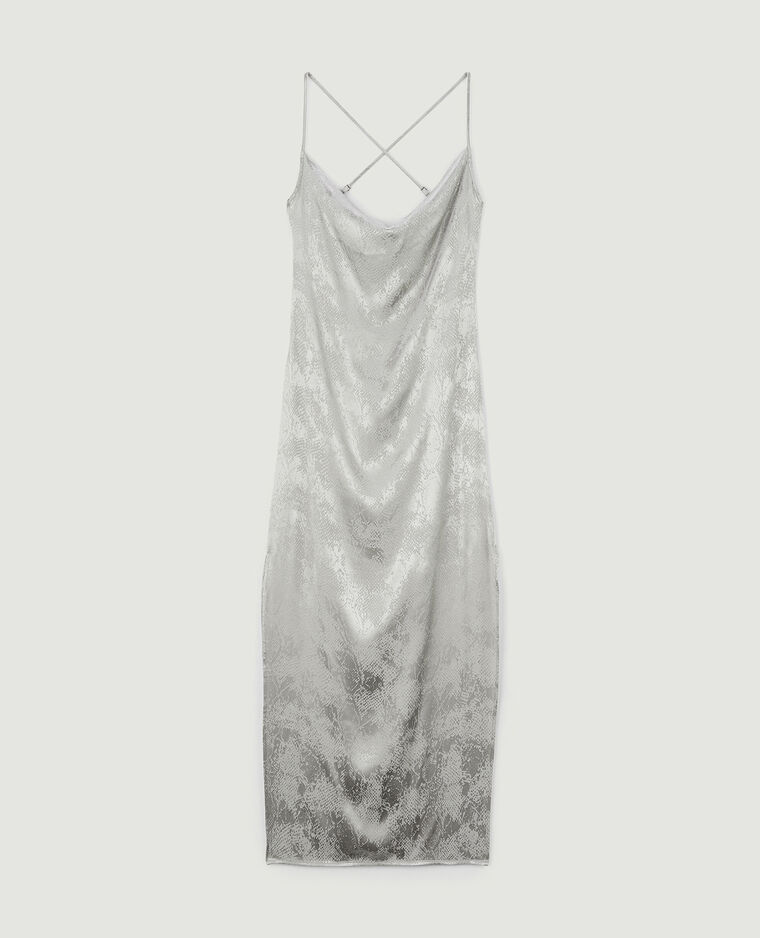 Robe longue en satin effet serpent gris - Pimkie